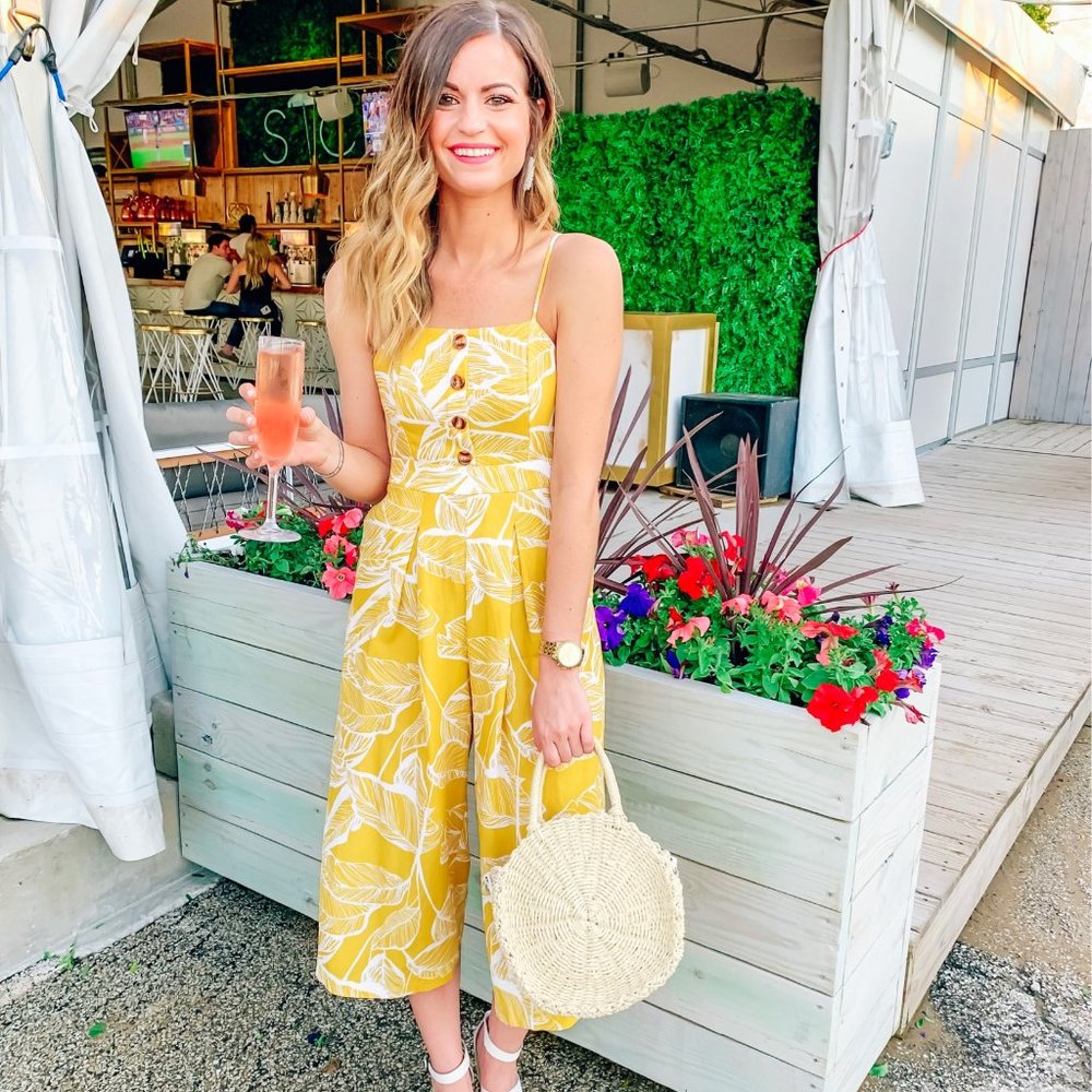 Yellow Palm Print Jumpsuit